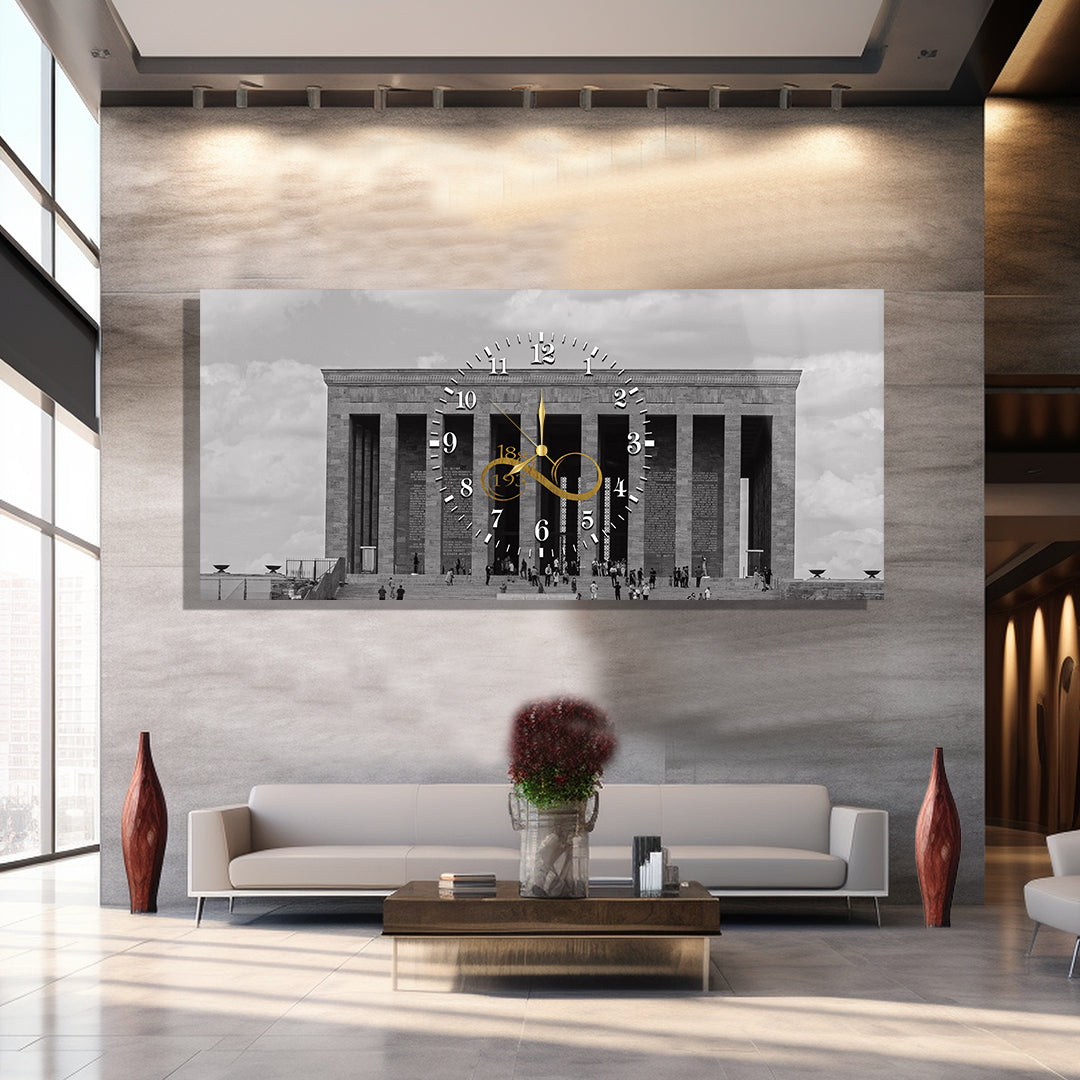 Saatli Atatürk Temalı Cam Tablo