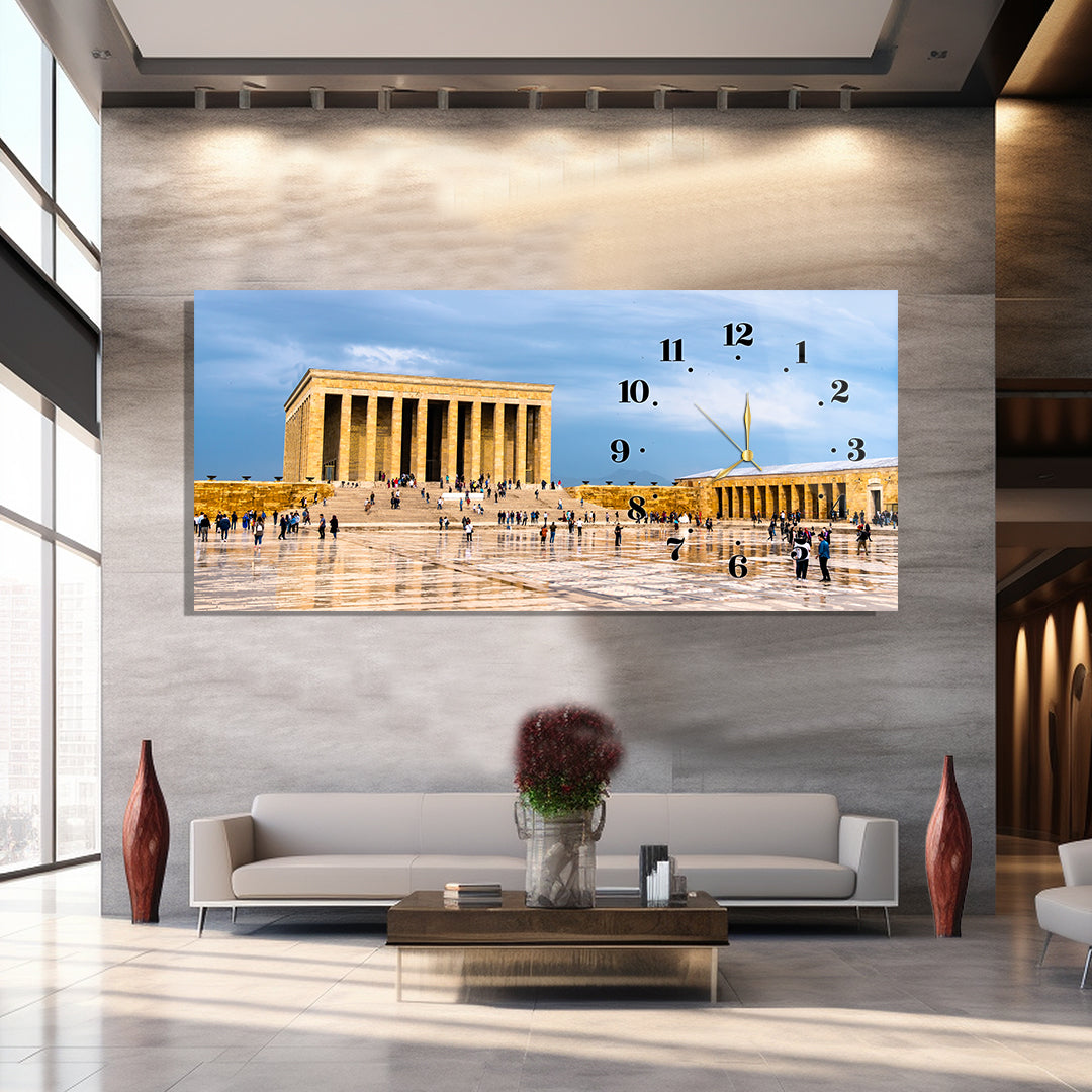 Saatli Atatürk Temalı Cam Tablo
