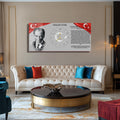 Atatürk Ve Gençliğe Hitabe Temalı Saatli Cam Tablo